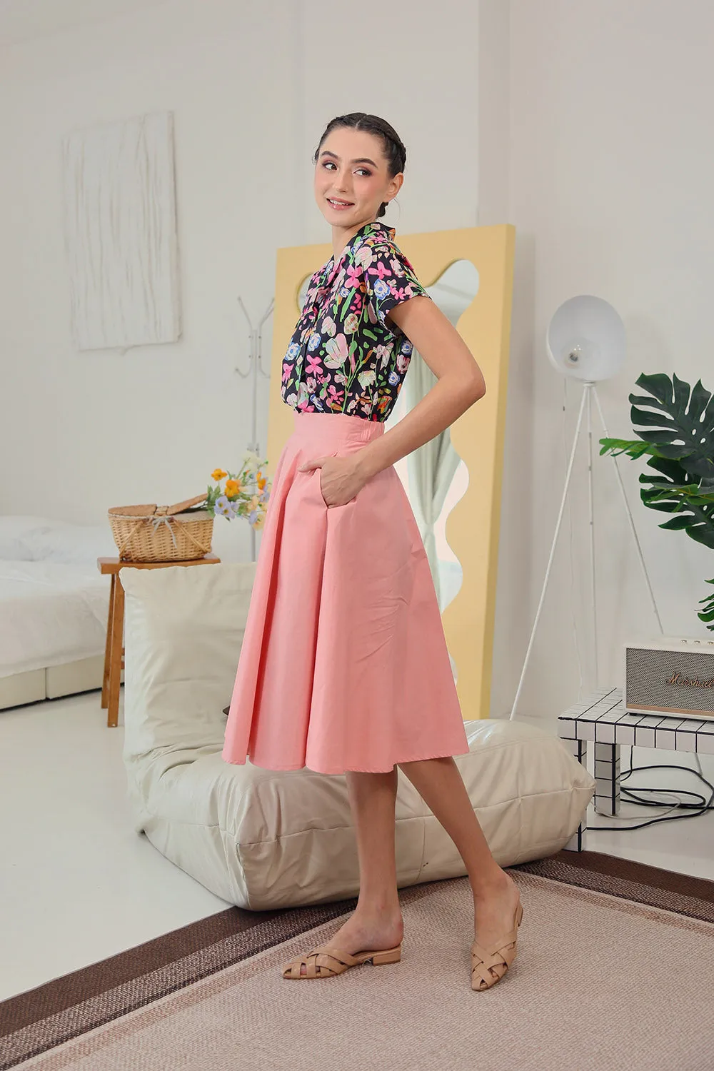 Addie Kimono Neckline Top in Black Garden