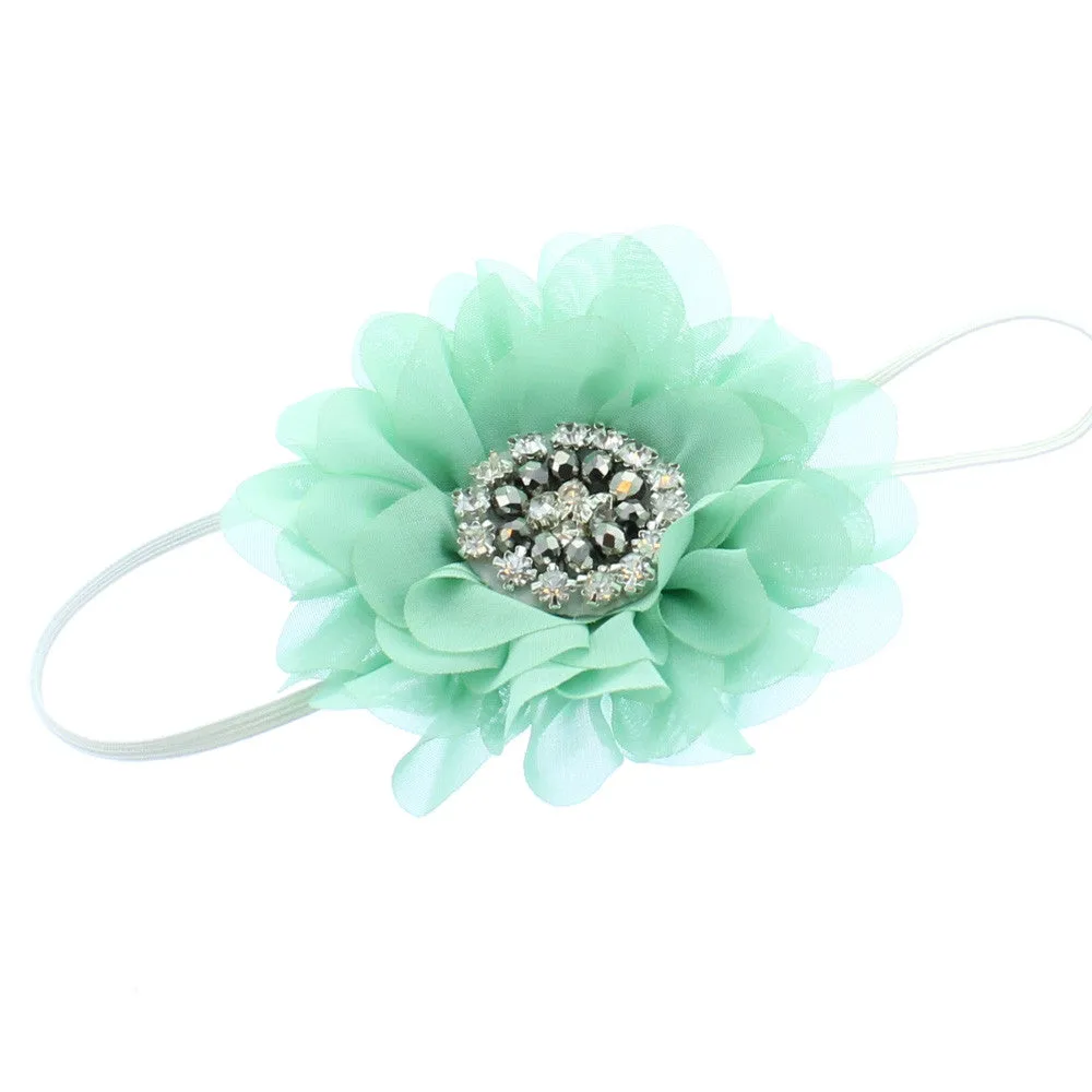 Baby/Toddler Vintage Jeweled Chiffon Flower Skinny Headband