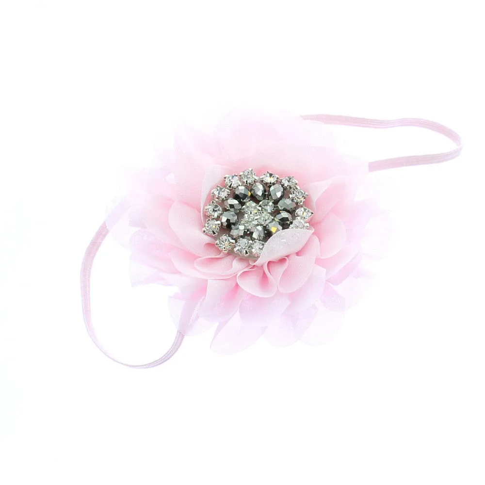 Baby/Toddler Vintage Jeweled Chiffon Flower Skinny Headband