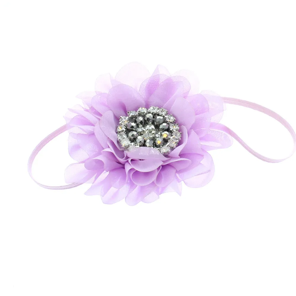 Baby/Toddler Vintage Jeweled Chiffon Flower Skinny Headband