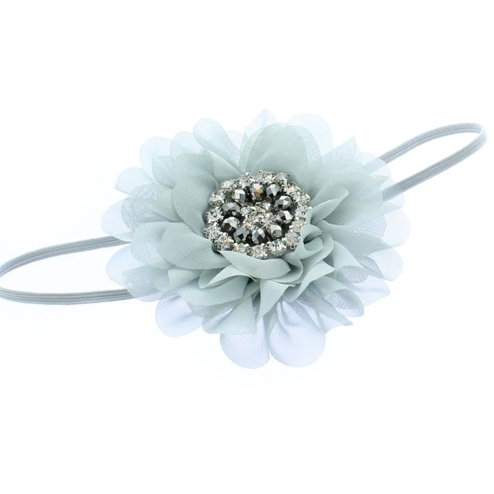 Baby/Toddler Vintage Jeweled Chiffon Flower Skinny Headband