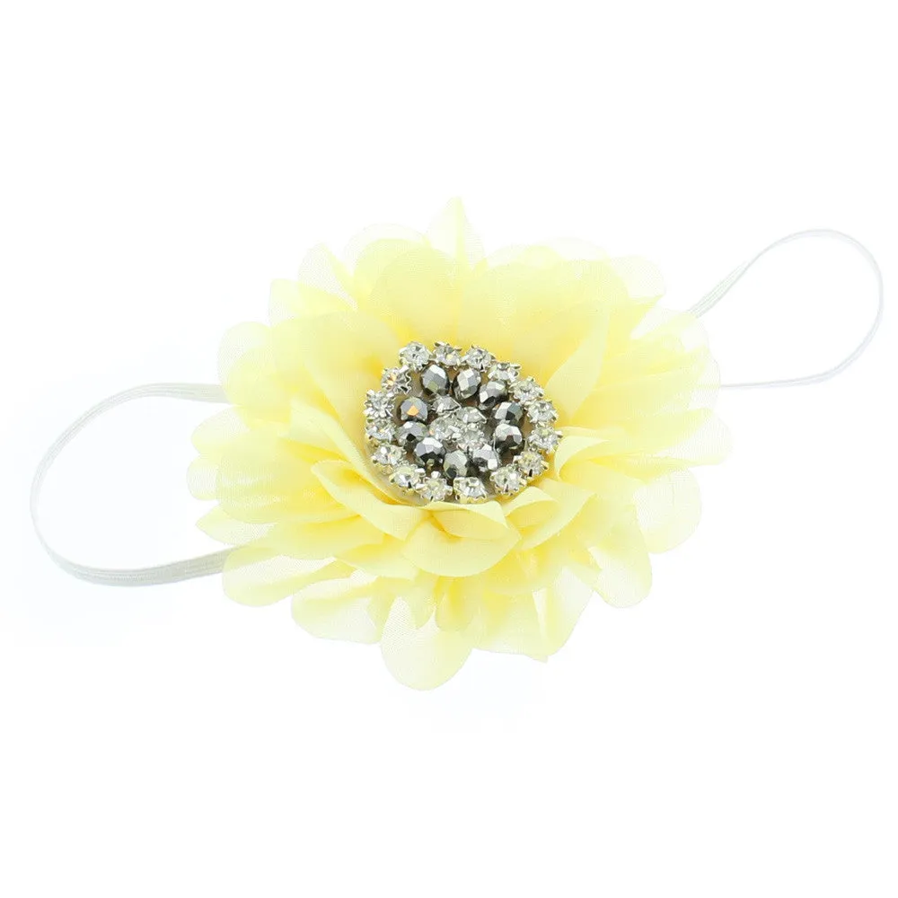 Baby/Toddler Vintage Jeweled Chiffon Flower Skinny Headband