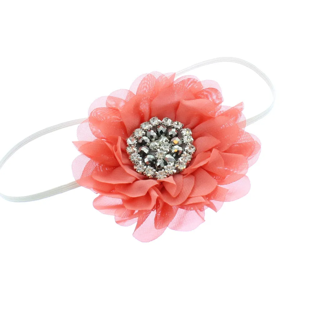 Baby/Toddler Vintage Jeweled Chiffon Flower Skinny Headband