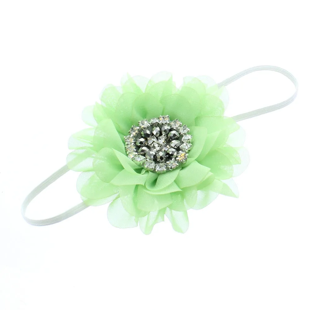 Baby/Toddler Vintage Jeweled Chiffon Flower Skinny Headband