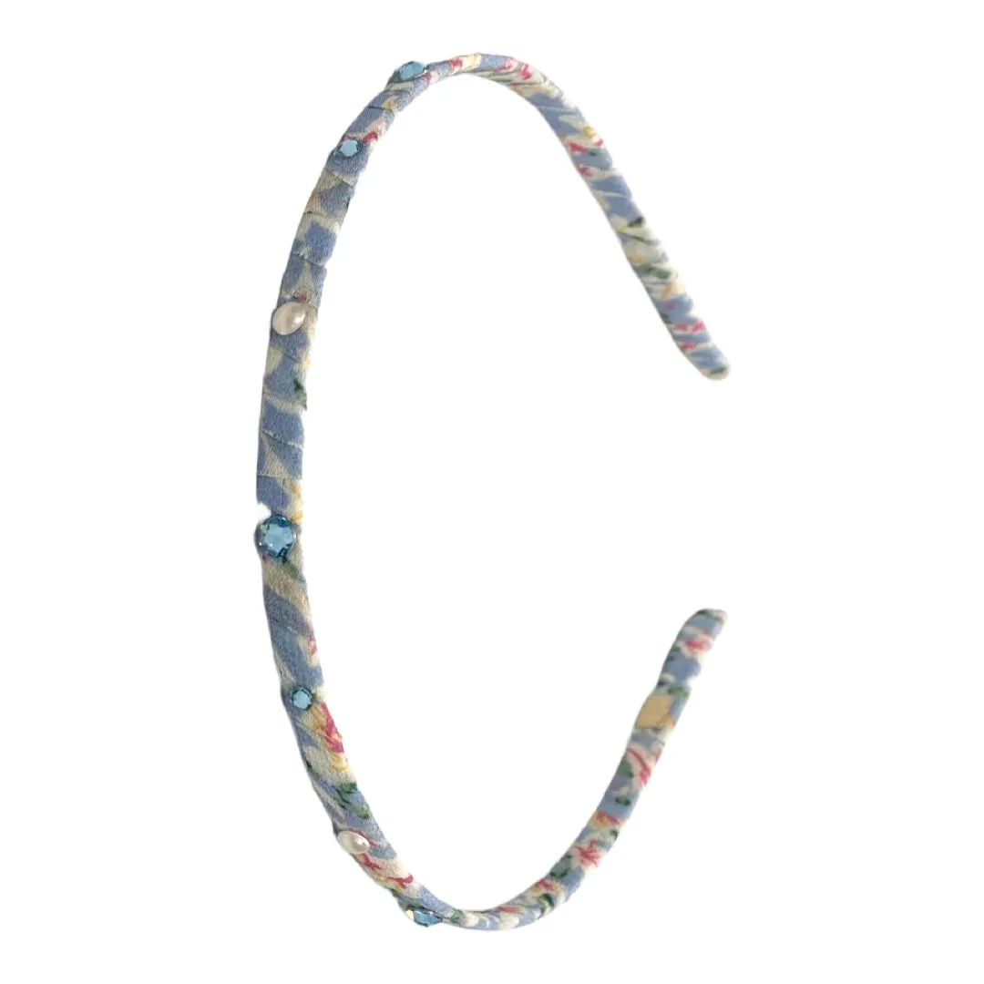 Bari Lynn Floral with Crystals & Pearls Skinny Headband