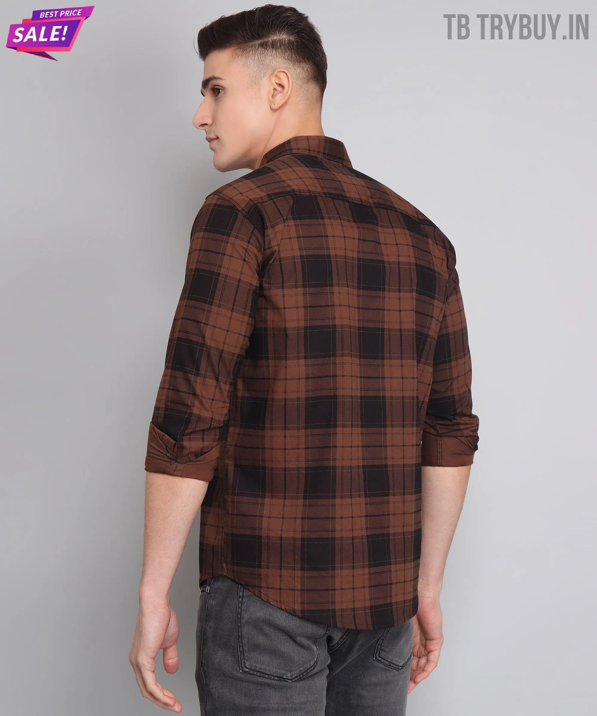 Brown Checked Men's Shirt