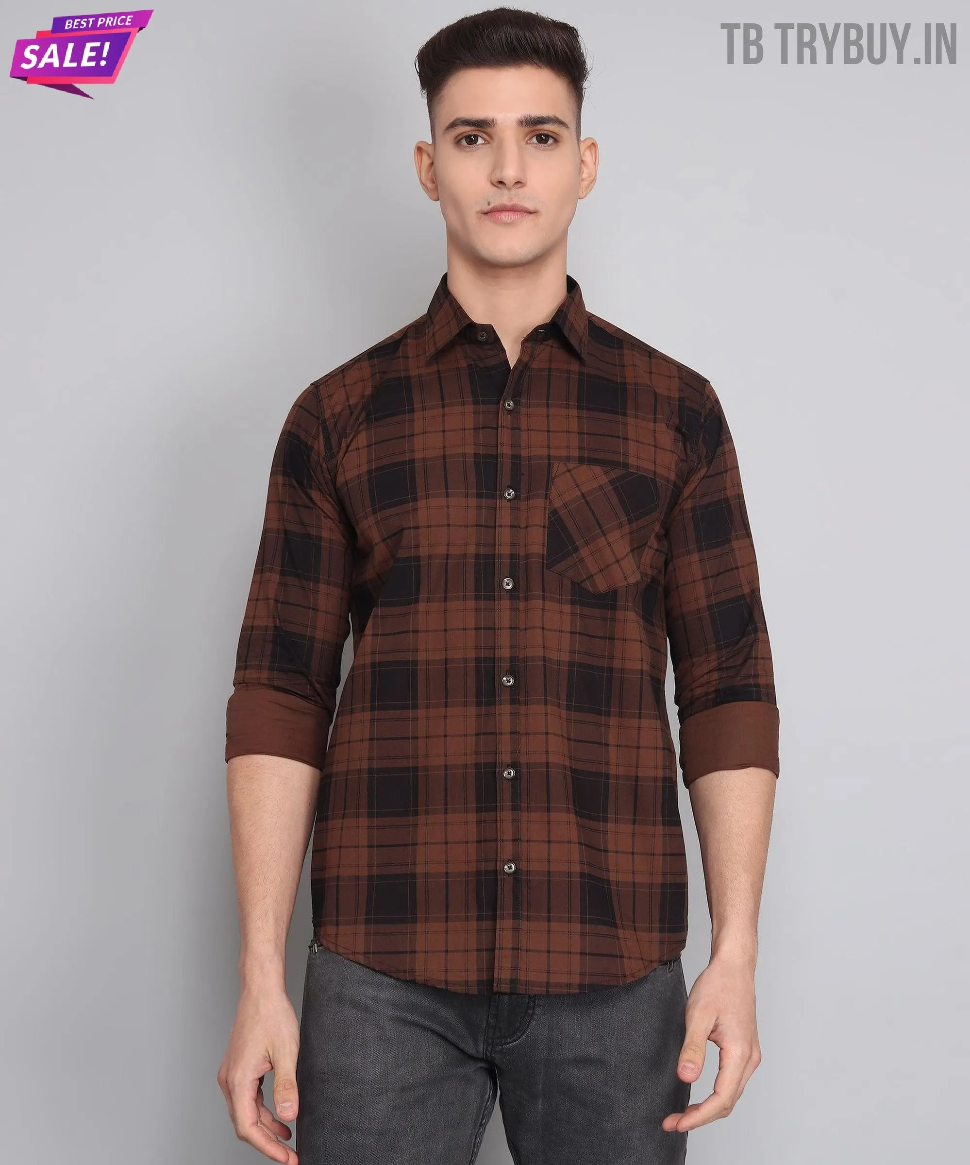 Brown Checked Men's Shirt