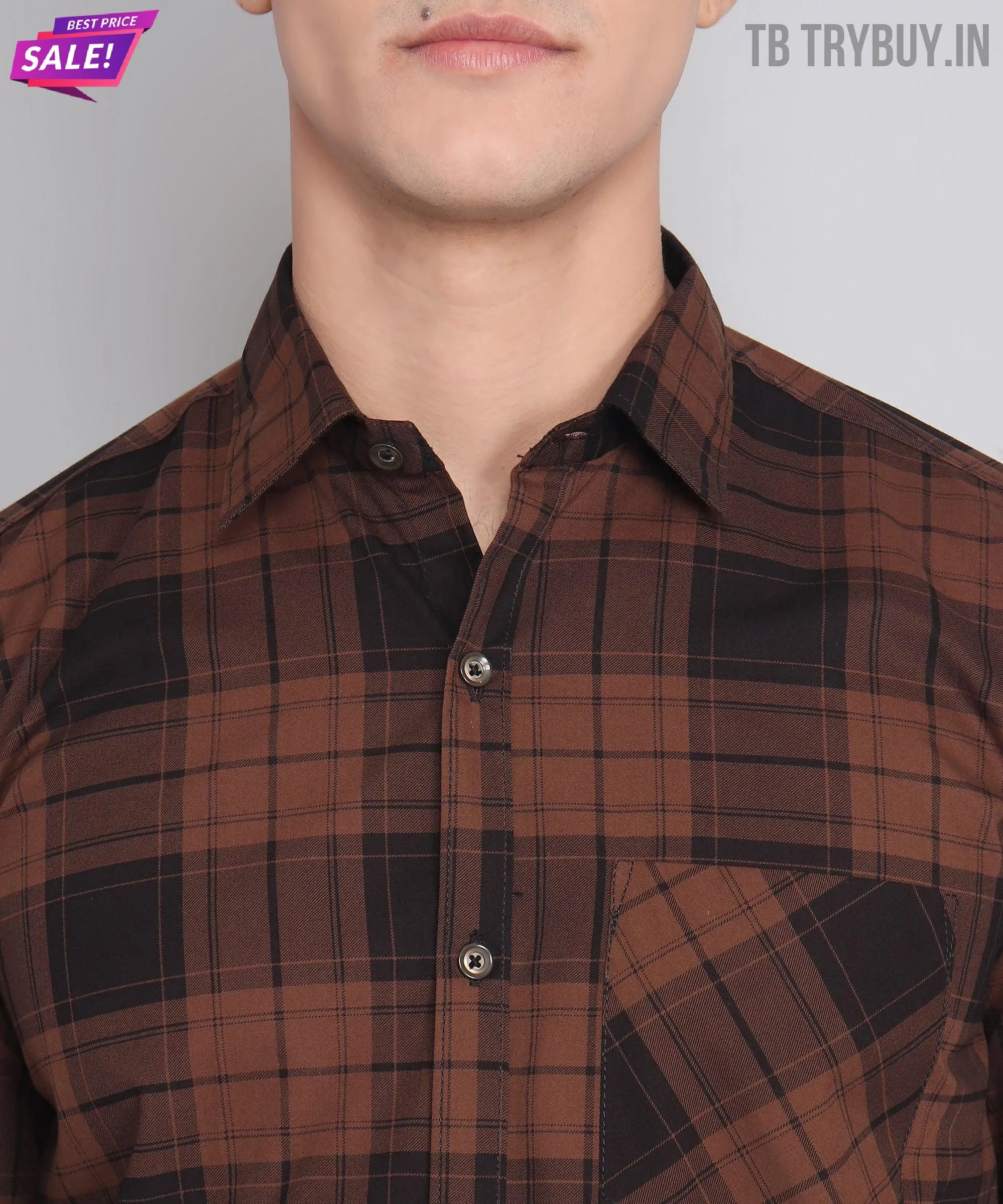 Brown Checked Men's Shirt
