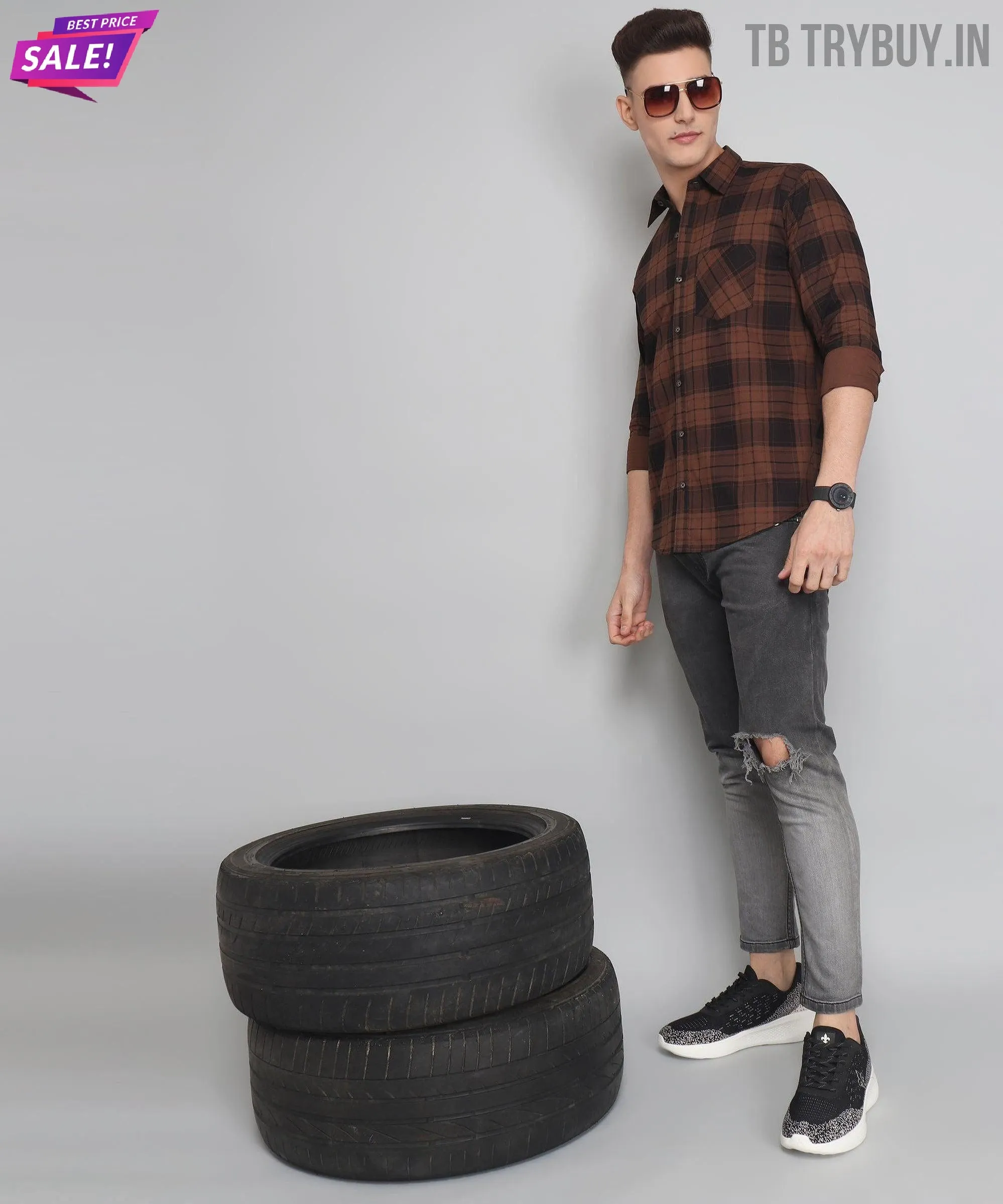 Brown Checked Men's Shirt