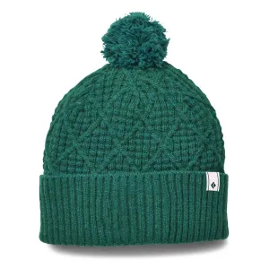 Cable Cuff Pom Beanie - Laurel Green