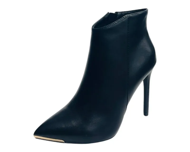 Faux Leather Stiletto Heel Ankle Boots