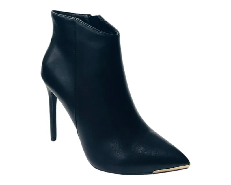 Faux Leather Stiletto Heel Ankle Boots