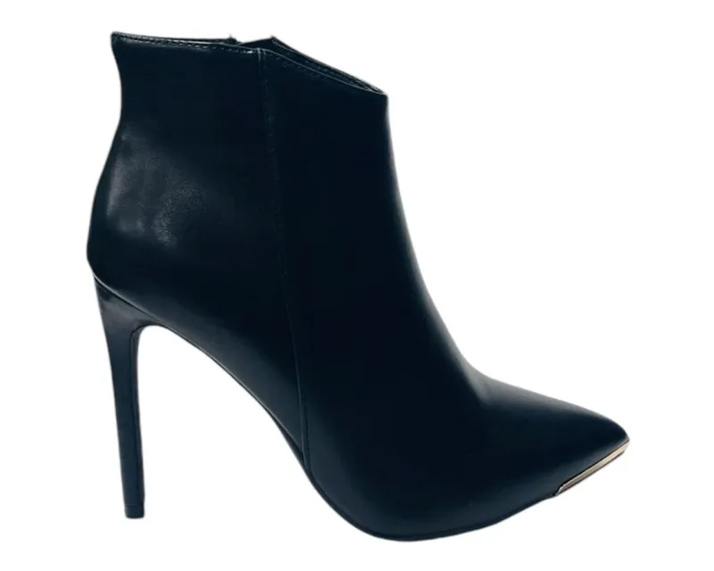 Faux Leather Stiletto Heel Ankle Boots