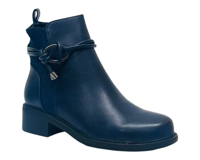 Faux Leather Zip Ankle Boots