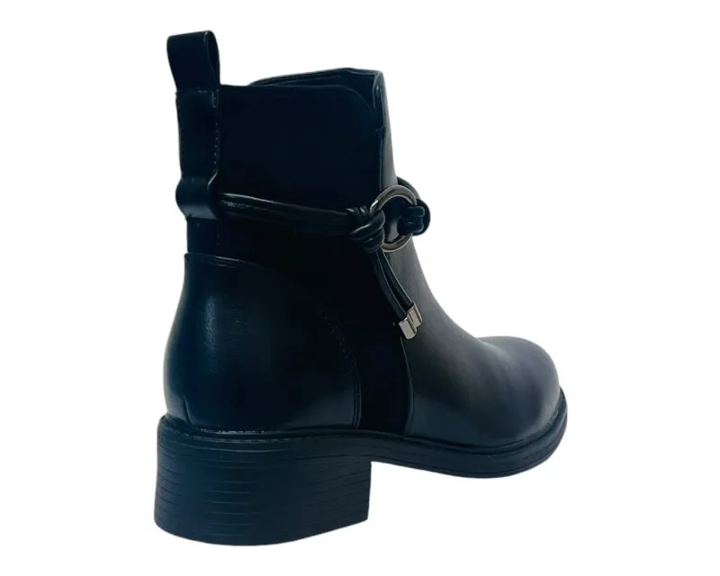 Faux Leather Zip Ankle Boots