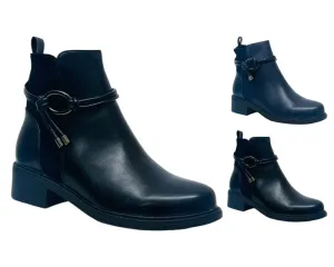 Faux Leather Zip Ankle Boots
