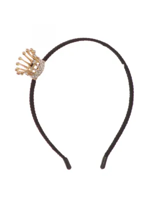 Girls Gold Adjustable Sparkle Rhinestone Crown Velvet Lined Headband