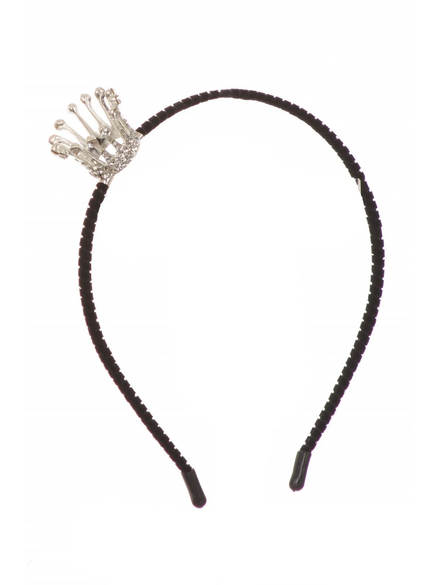 Girls Silver Adjustable Sparkle Rhinestone Crown Velvet Lined Headband