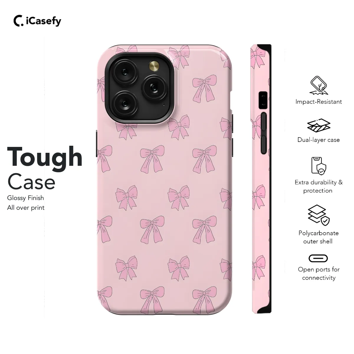 Girly Pink Coquette Bows Phone Case iPhone Samsung Cover Pixel 1163