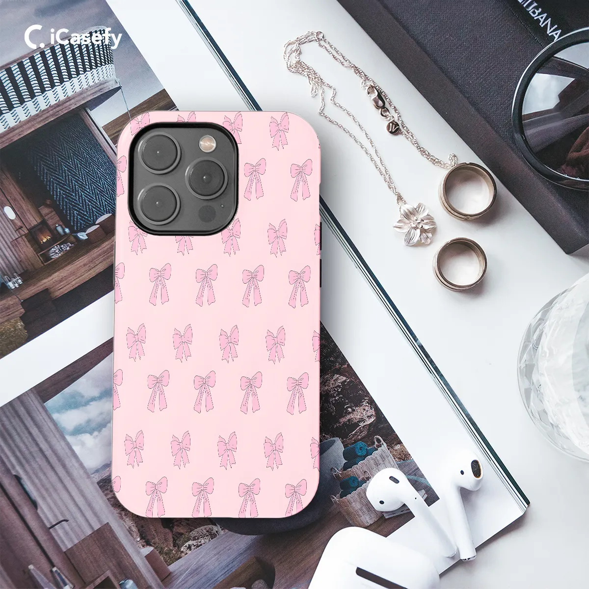Girly Pink Coquette Bows Phone Case iPhone Samsung Cover Pixel 1163