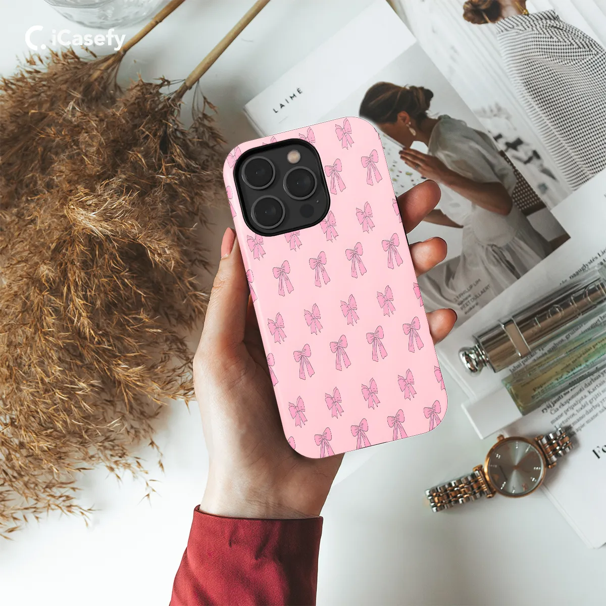 Girly Pink Coquette Bows Phone Case iPhone Samsung Cover Pixel 1163
