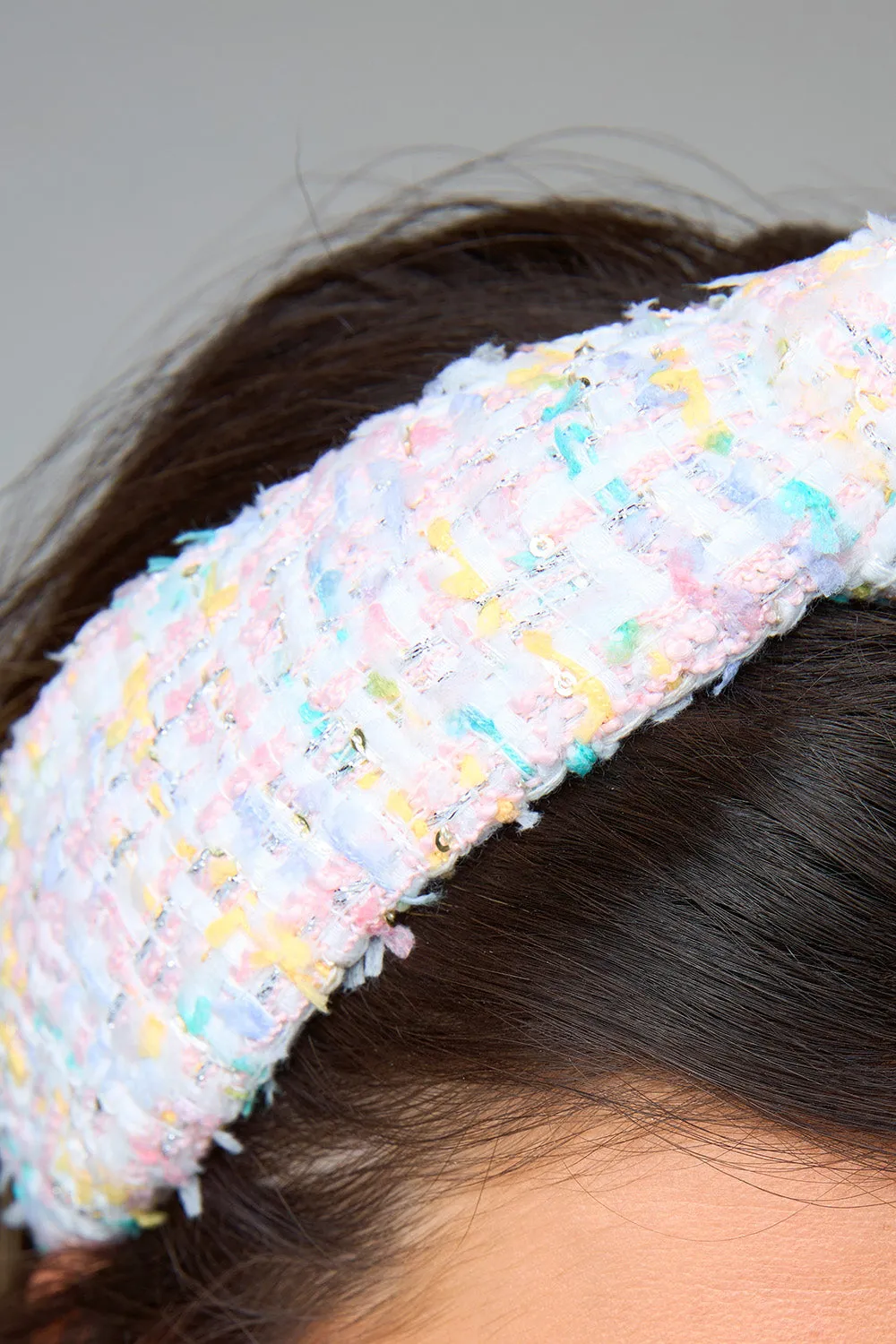Olivia Tweed Headband - Pastel