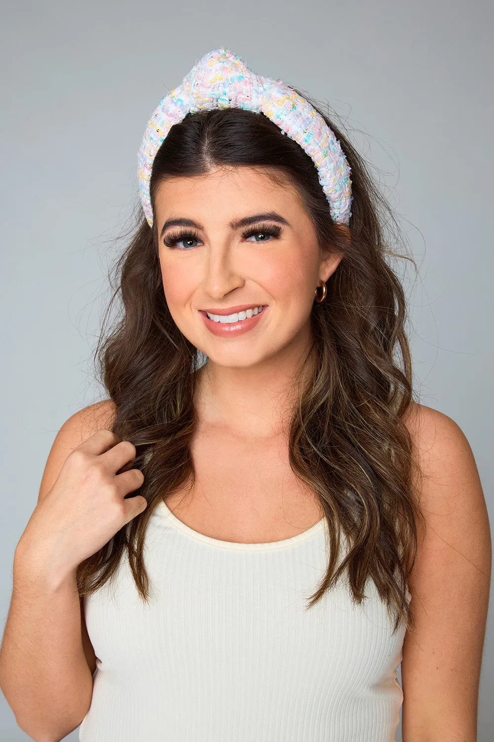 Olivia Tweed Headband - Pastel