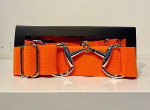 Pesazia - Logo Stretch Bit Belts - Orange w/ Silver Snaffle Bit