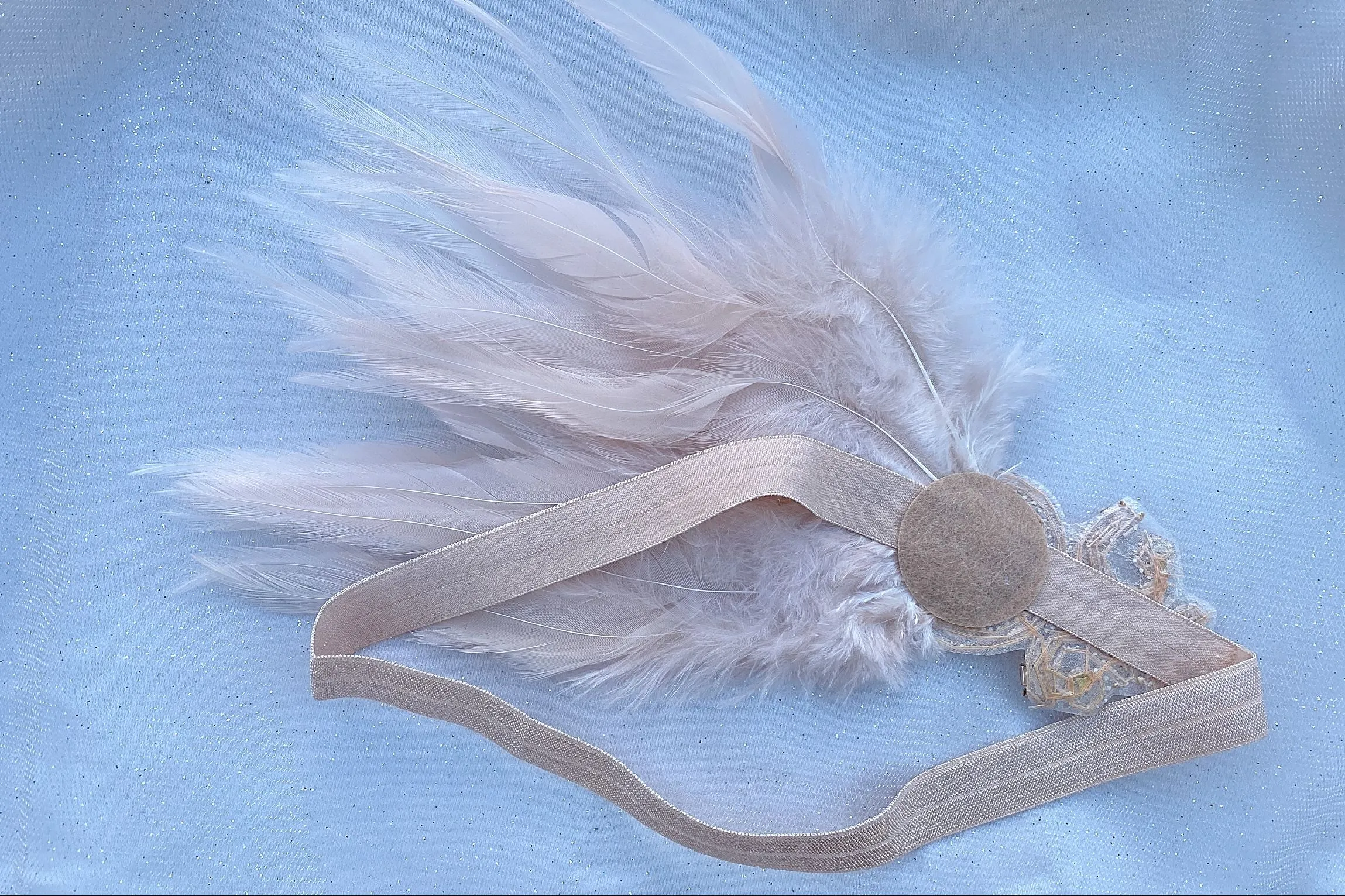 Rose Gold Flapper Headband with Feathers