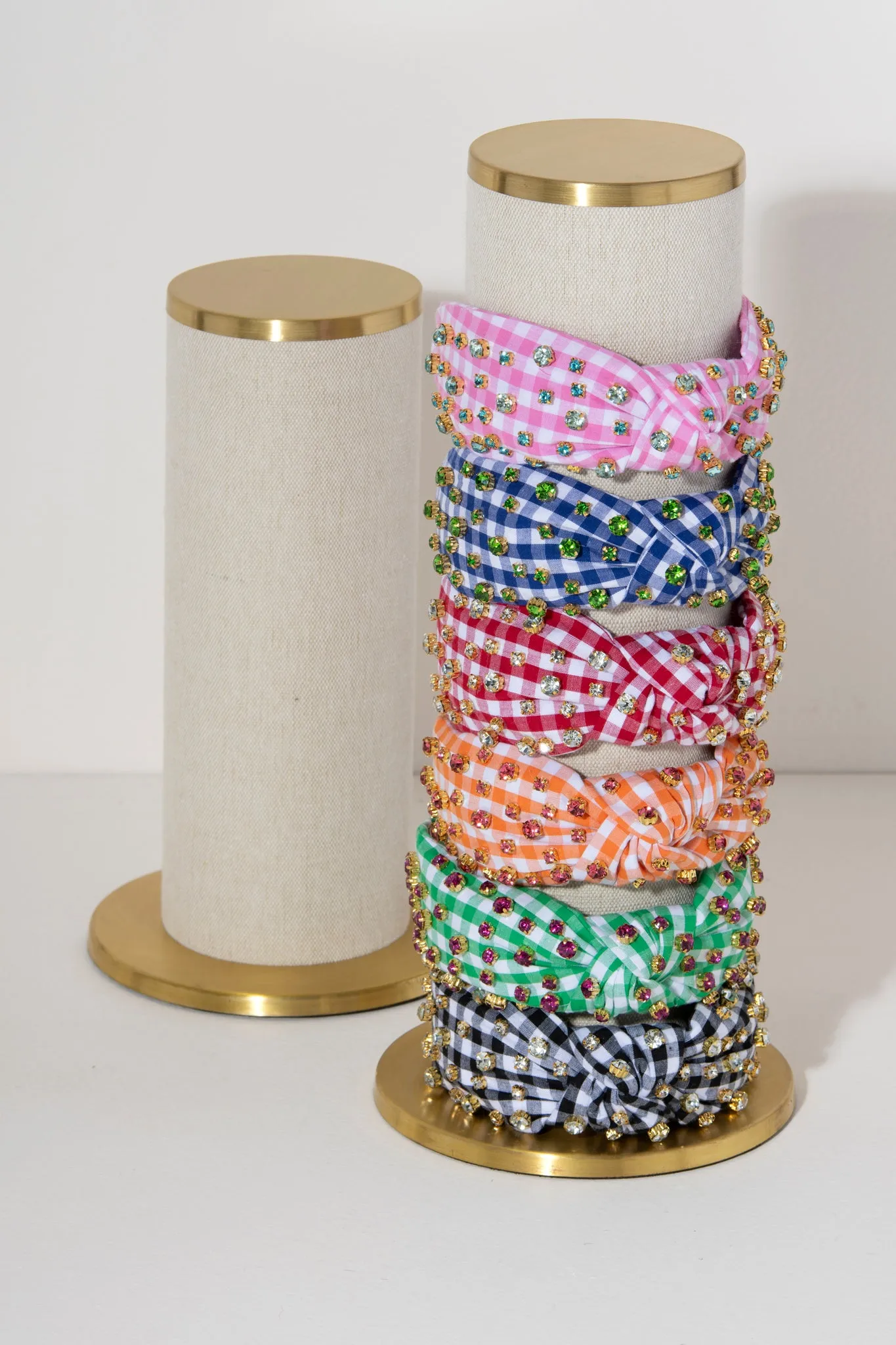 Shiraleah Embellished Gingham Knotted Headband, Orange - FINAL SALE ONLY