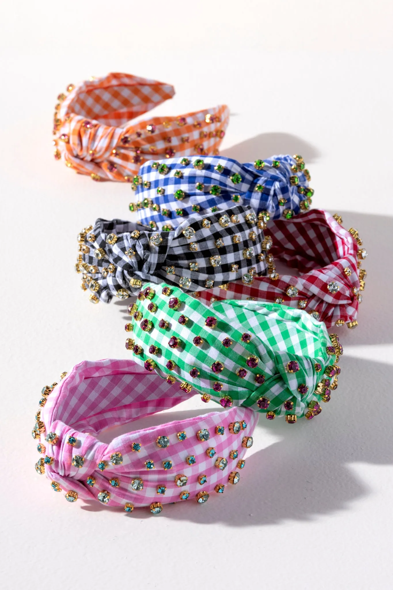 Shiraleah Embellished Gingham Knotted Headband, Orange - FINAL SALE ONLY