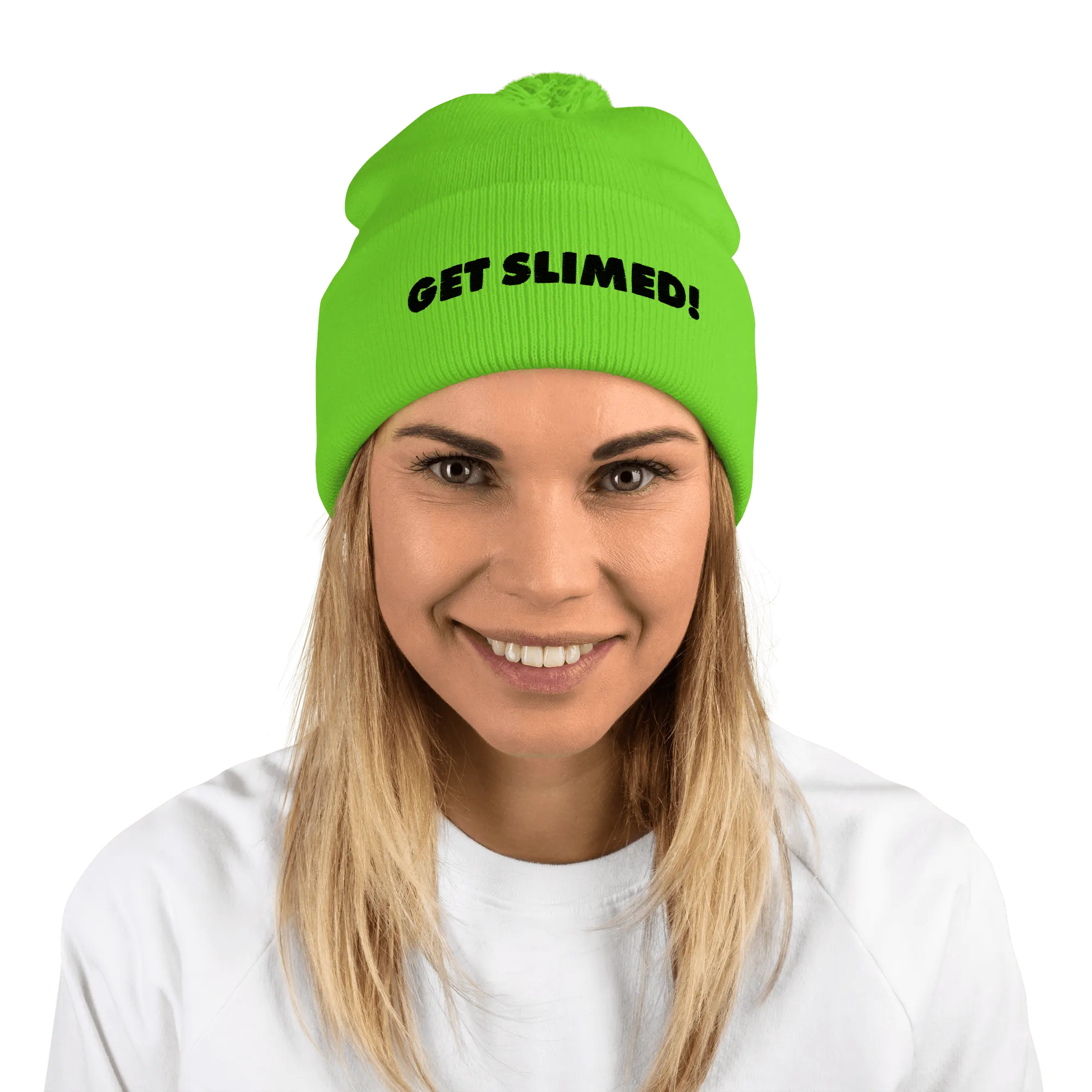 Slime Get Slimed! Pom Pom Knit Beanie
