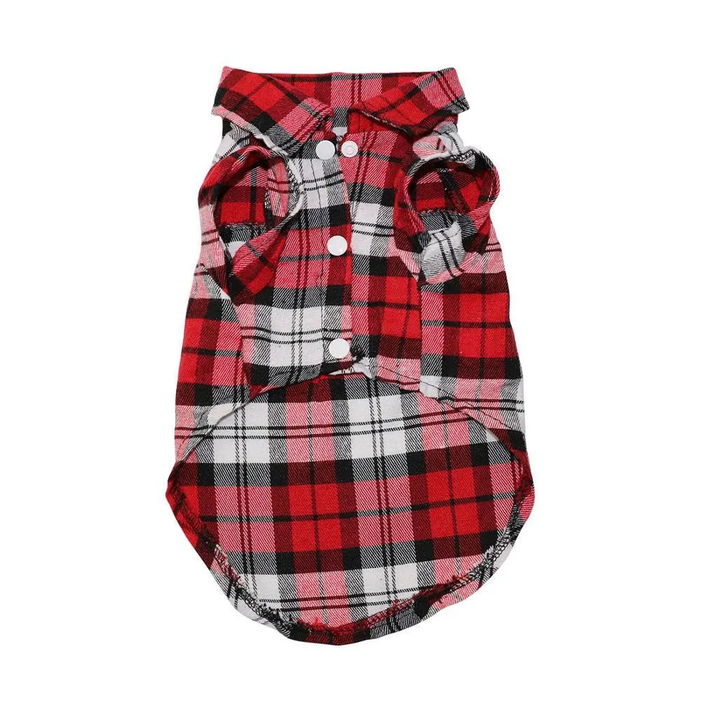 Stylish Casual Plaided Dog's Shirt