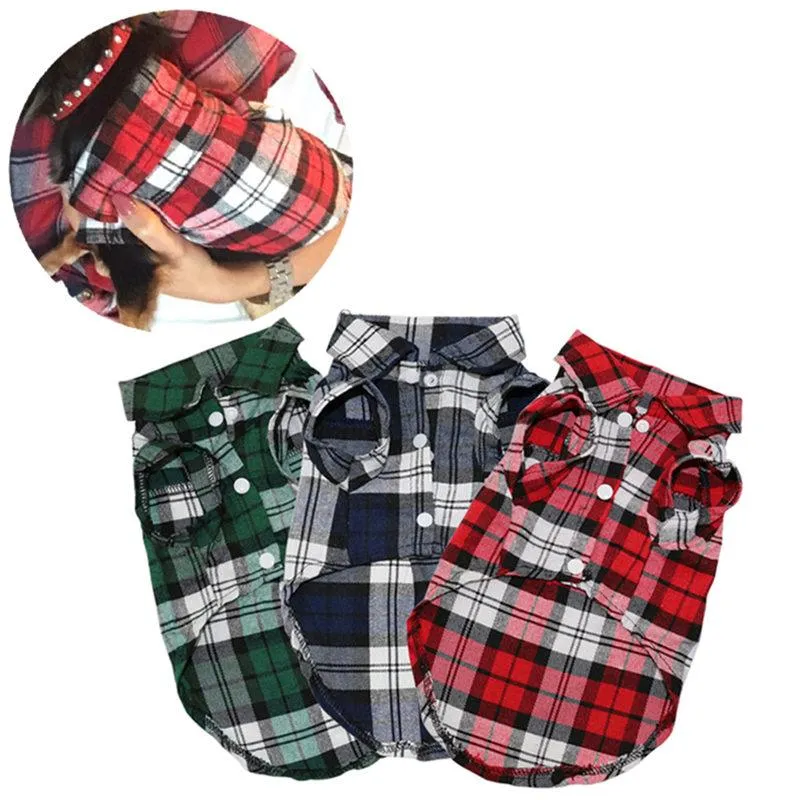Stylish Casual Plaided Dog's Shirt