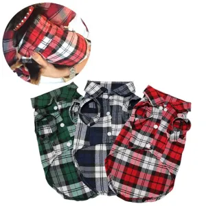 Stylish Casual Plaided Dog's Shirt