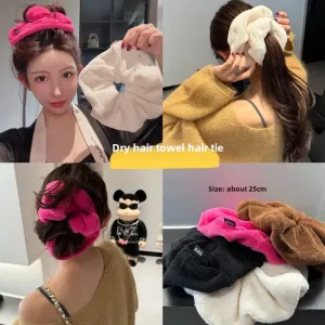TAVIMART  -  Large size towel headbands dry hair large intestine headband feminine temperament simple autumn and winter bunhair with plush