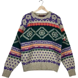 Vintage Chaps Ralph Lauren Patterned Wool Sweater