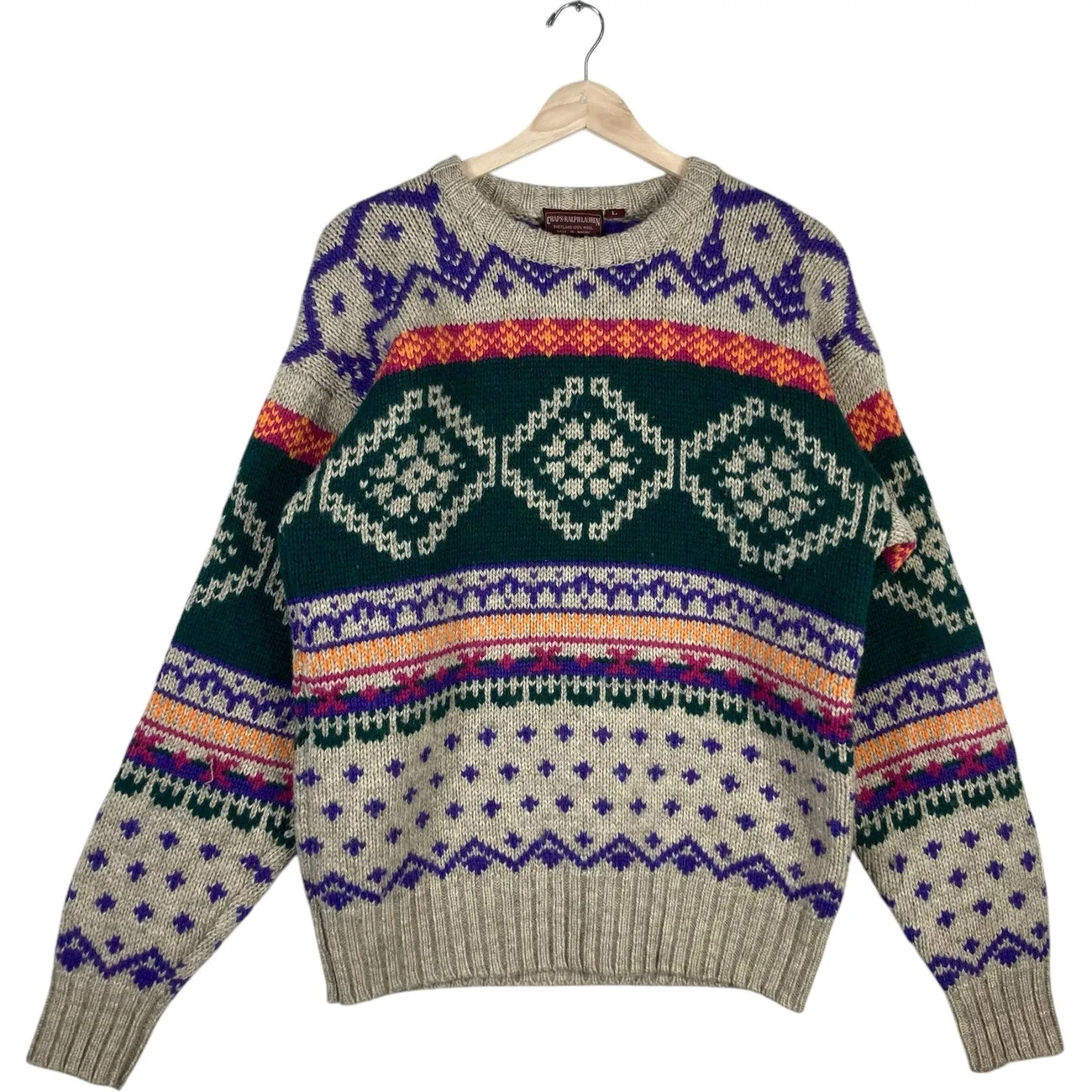 Vintage Chaps Ralph Lauren Patterned Wool Sweater