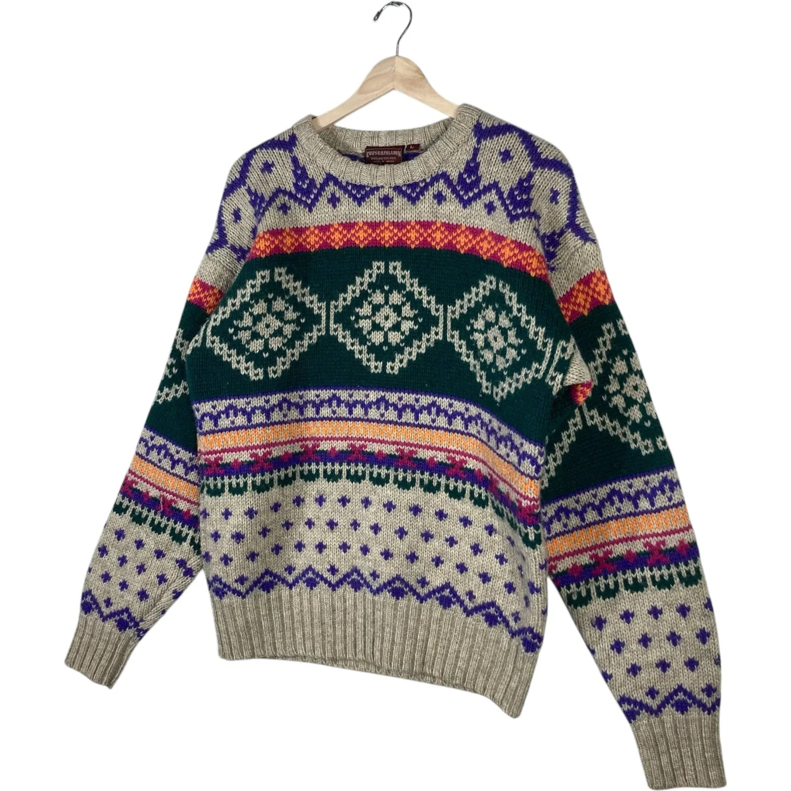 Vintage Chaps Ralph Lauren Patterned Wool Sweater