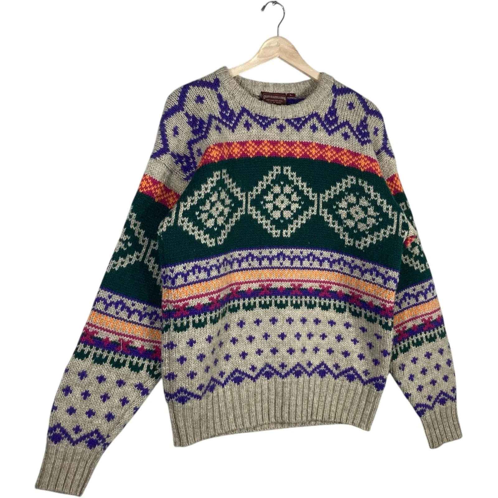 Vintage Chaps Ralph Lauren Patterned Wool Sweater