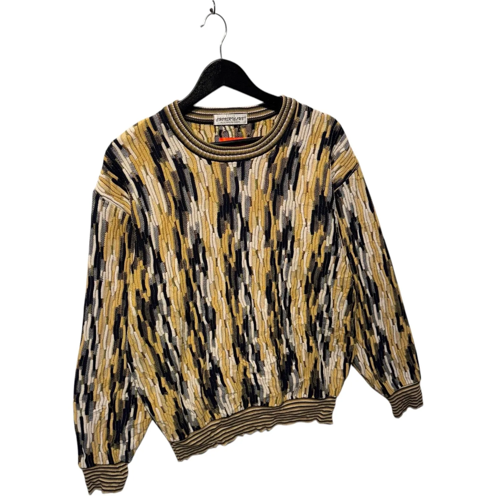 Vintage Chovert Club 3D Patterned Knit Pullover Sweater