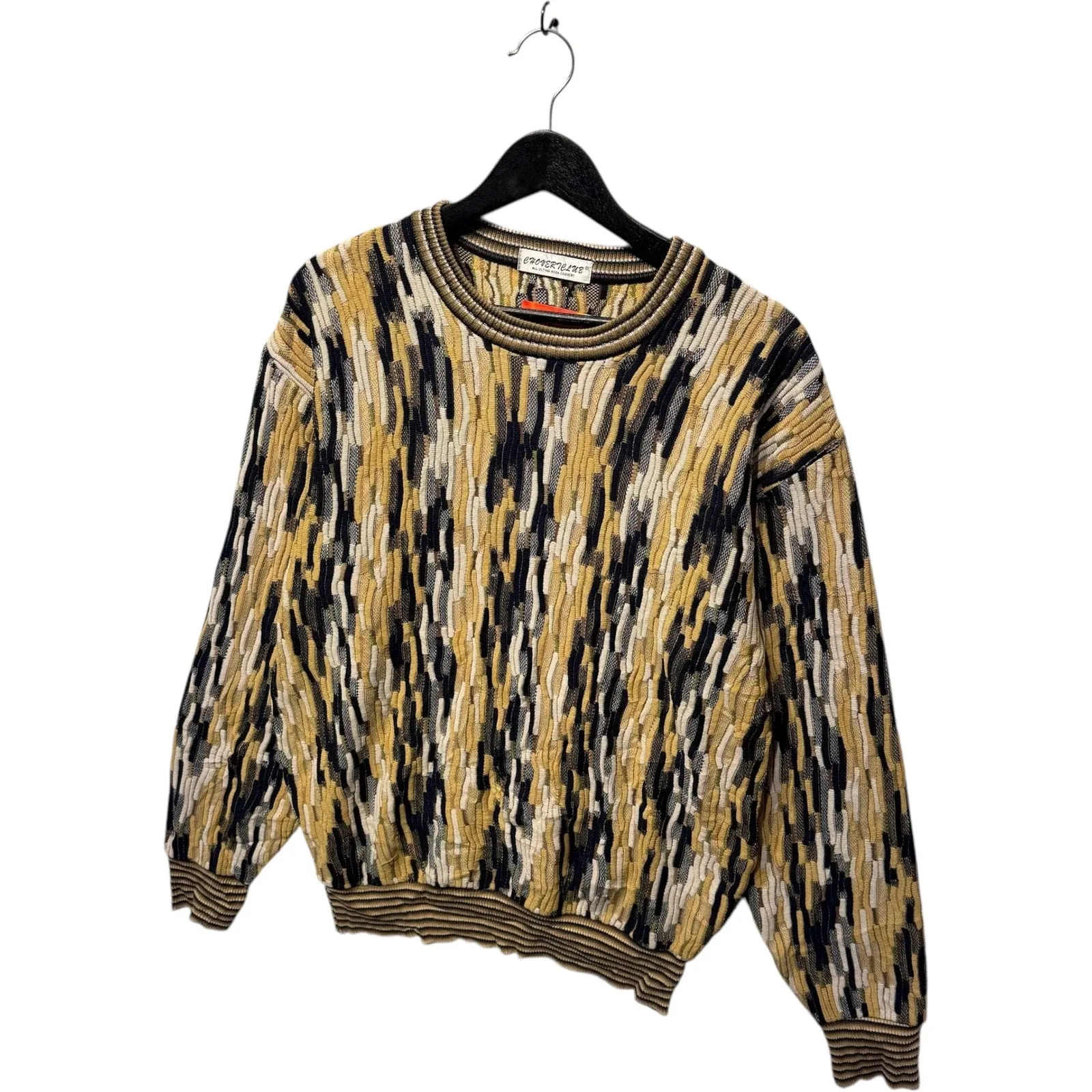 Vintage Chovert Club 3D Patterned Knit Pullover Sweater