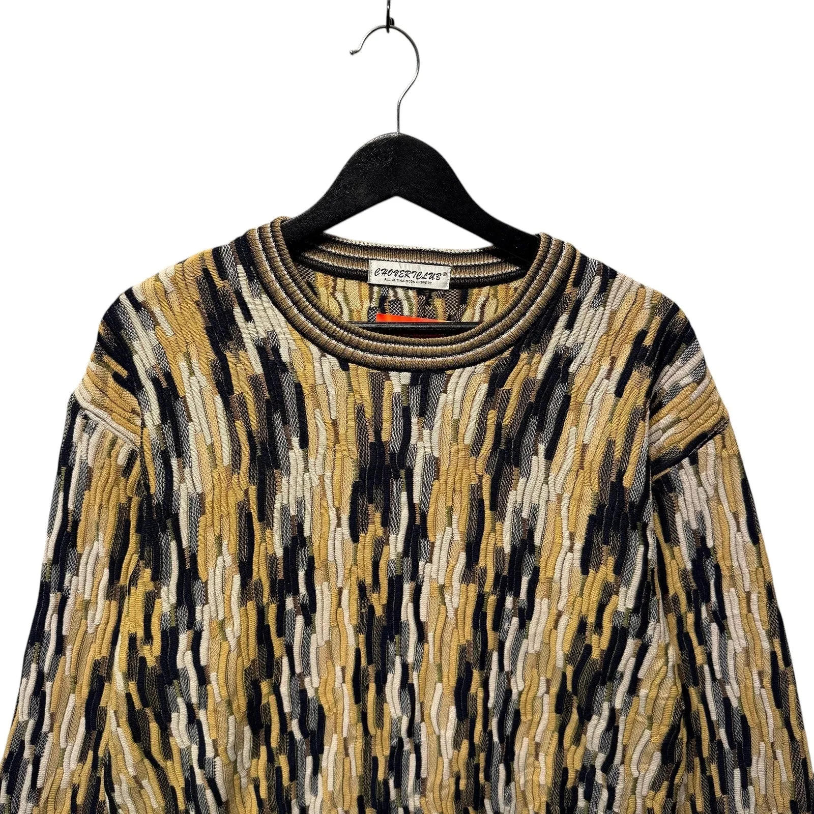 Vintage Chovert Club 3D Patterned Knit Pullover Sweater