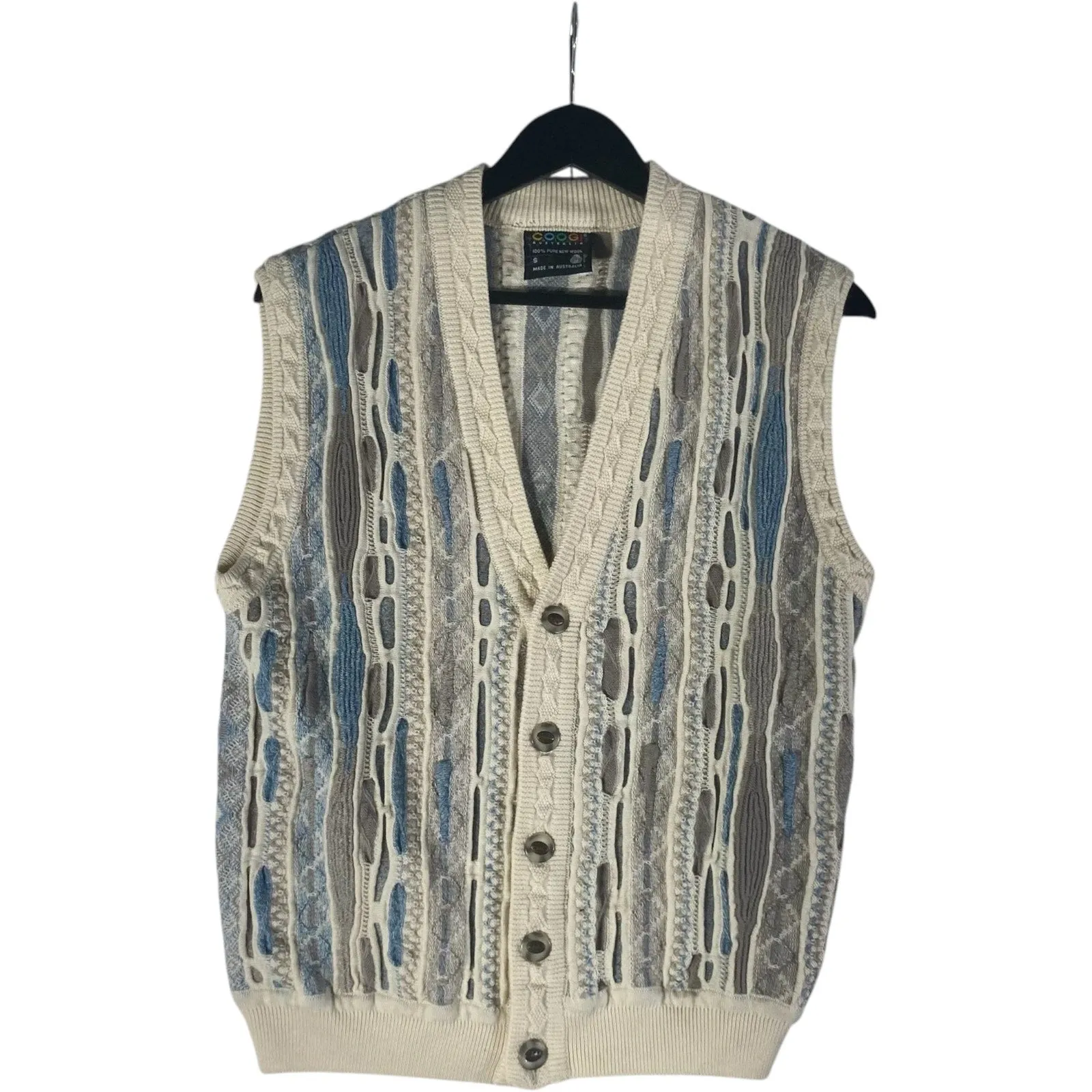 Vintage Coogi 3D Patterned Button Wool Sweater Vest
