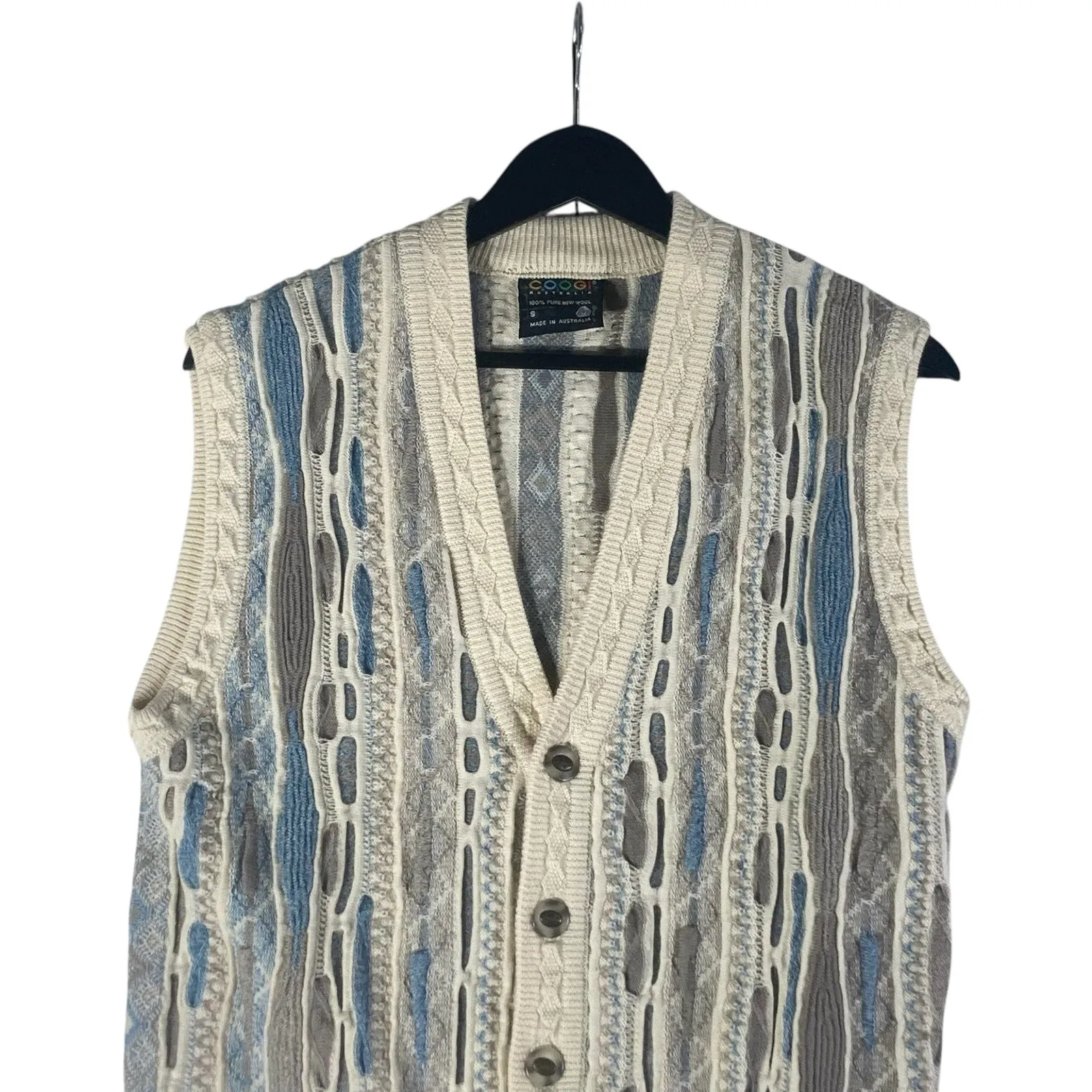Vintage Coogi 3D Patterned Button Wool Sweater Vest