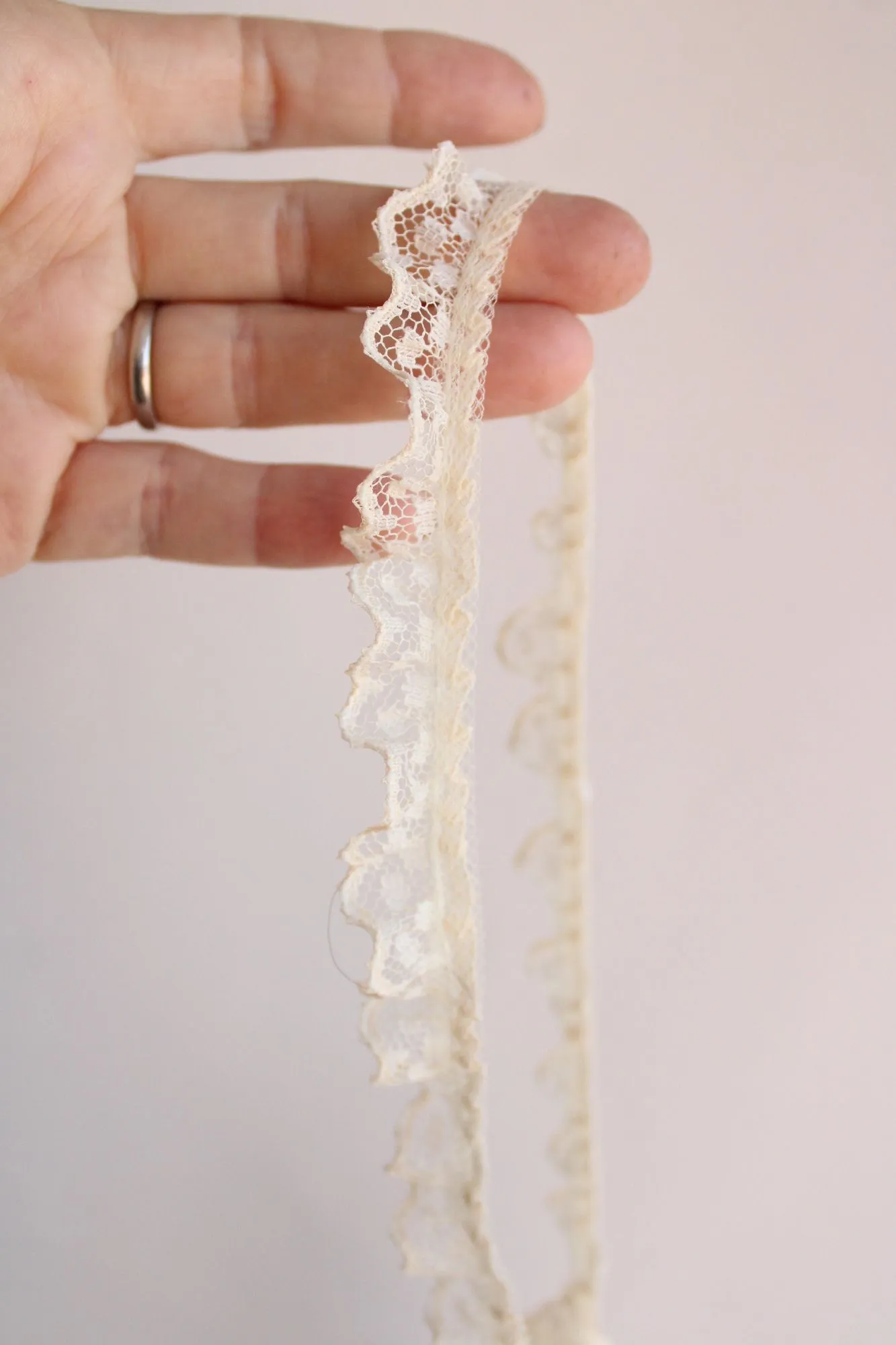 Vintage Ivory Ruffled Picot Trim, 2 yards,  .75" wide