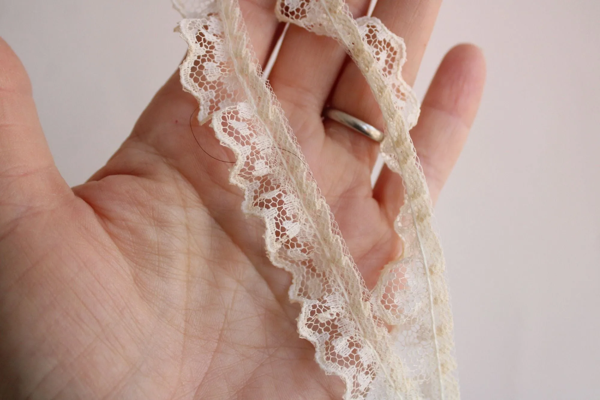 Vintage Ivory Ruffled Picot Trim, 2 yards,  .75" wide