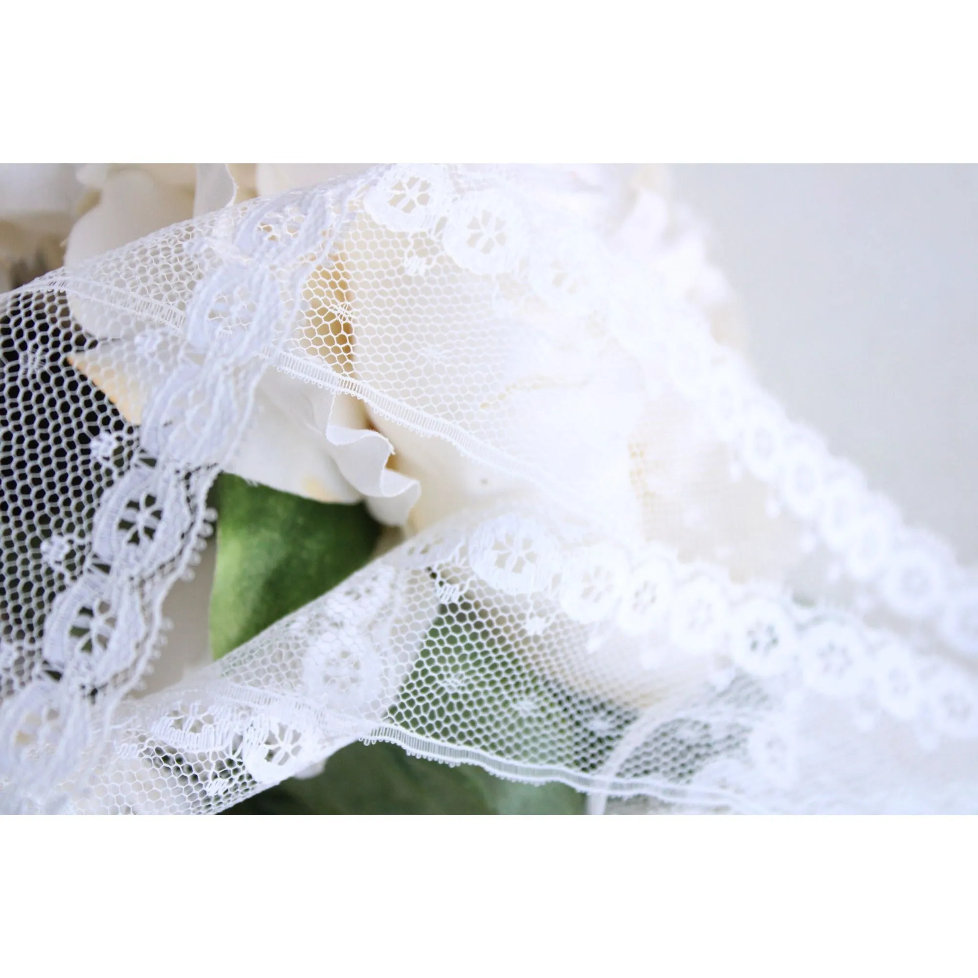 Vintage Lace Trim, White Picot Edge, 1.5" wide, 2.5 yards