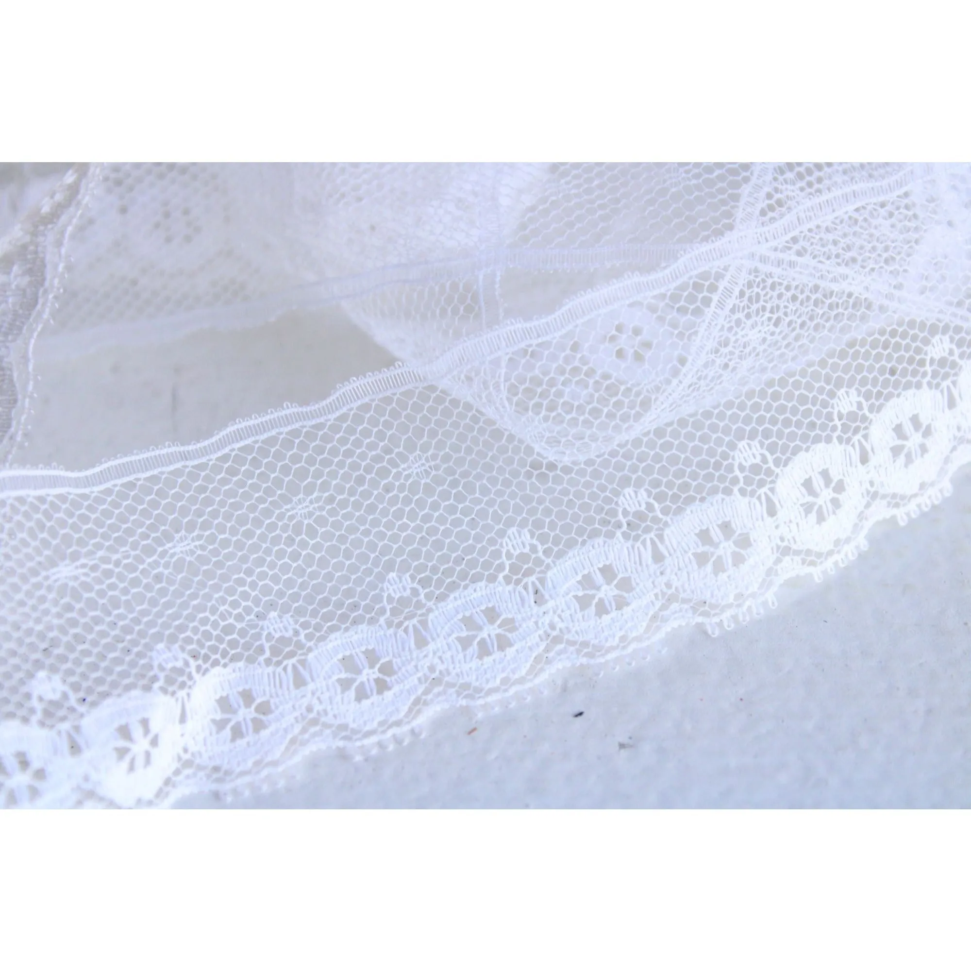 Vintage Lace Trim, White Picot Edge, 1.5" wide, 2.5 yards